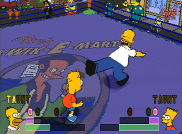 Homer prepares to kick his own son in the face