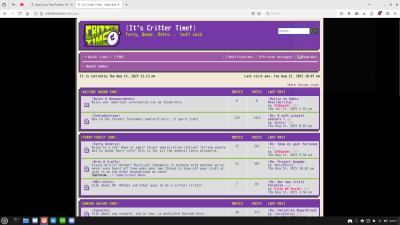 My Firefox browser, showing the Critter Time homepage