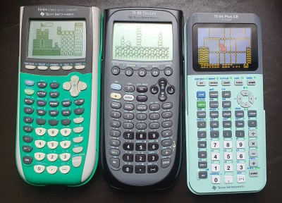 left-to-right: TI-84+, TI-89 Titanium, TI-84 CE