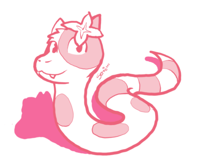 Duochrome drawing of Serena/Beancatte's fursona (originally cat) as a snake.