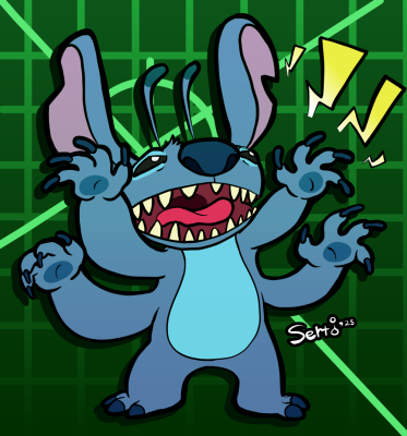 Fan-made colored illustration of Stitch from the Lilo &amp; Stitch series.