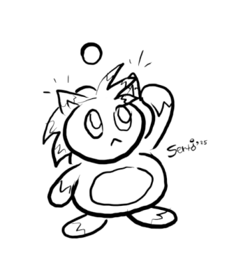 Black-and-white doodle of Sertimus (chao form).