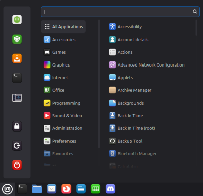 Mint's default Menu applet